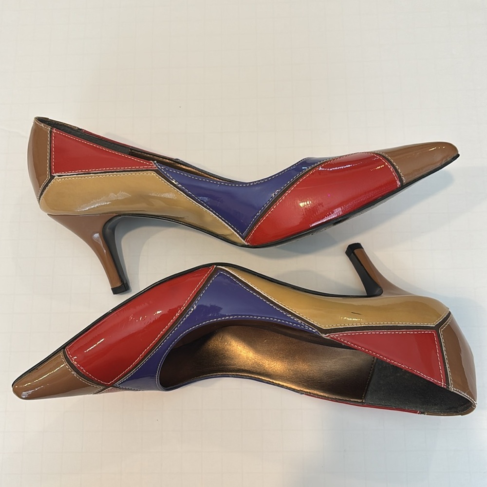 J.Renee Tangle Colorblock Patchwork Pointed Toe Kitten Heels in Size 6.5 - Picture 13 of 16